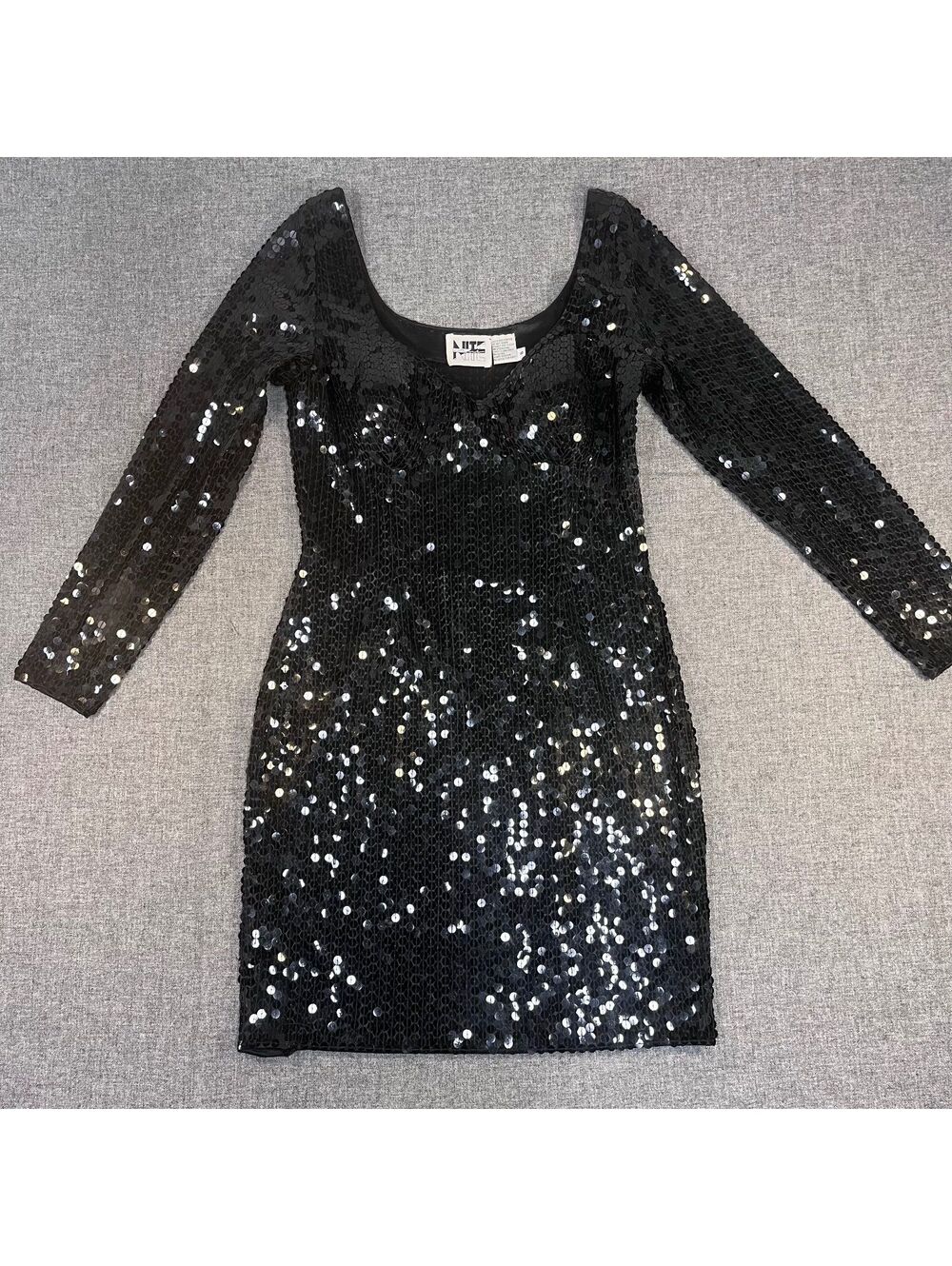 Vintage 90's Black Sequin Women's Mini Dress, Nite Line, size 8